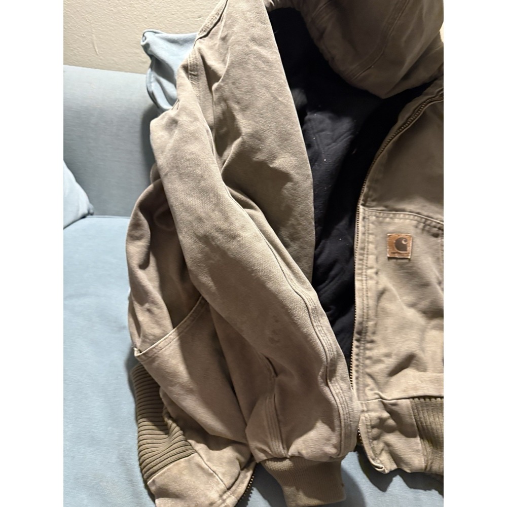 Carhartt J130 Desert Duck Jacket XL Hooded Quilt Lined Workwear - Picture 12 of 15